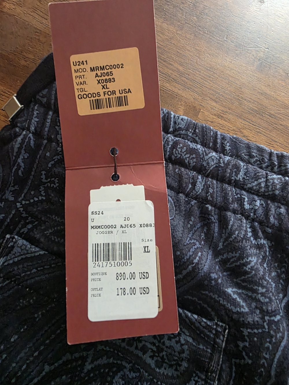 Etro Men's Paisley Jogger Pants in Navy - Picture 4 of 4